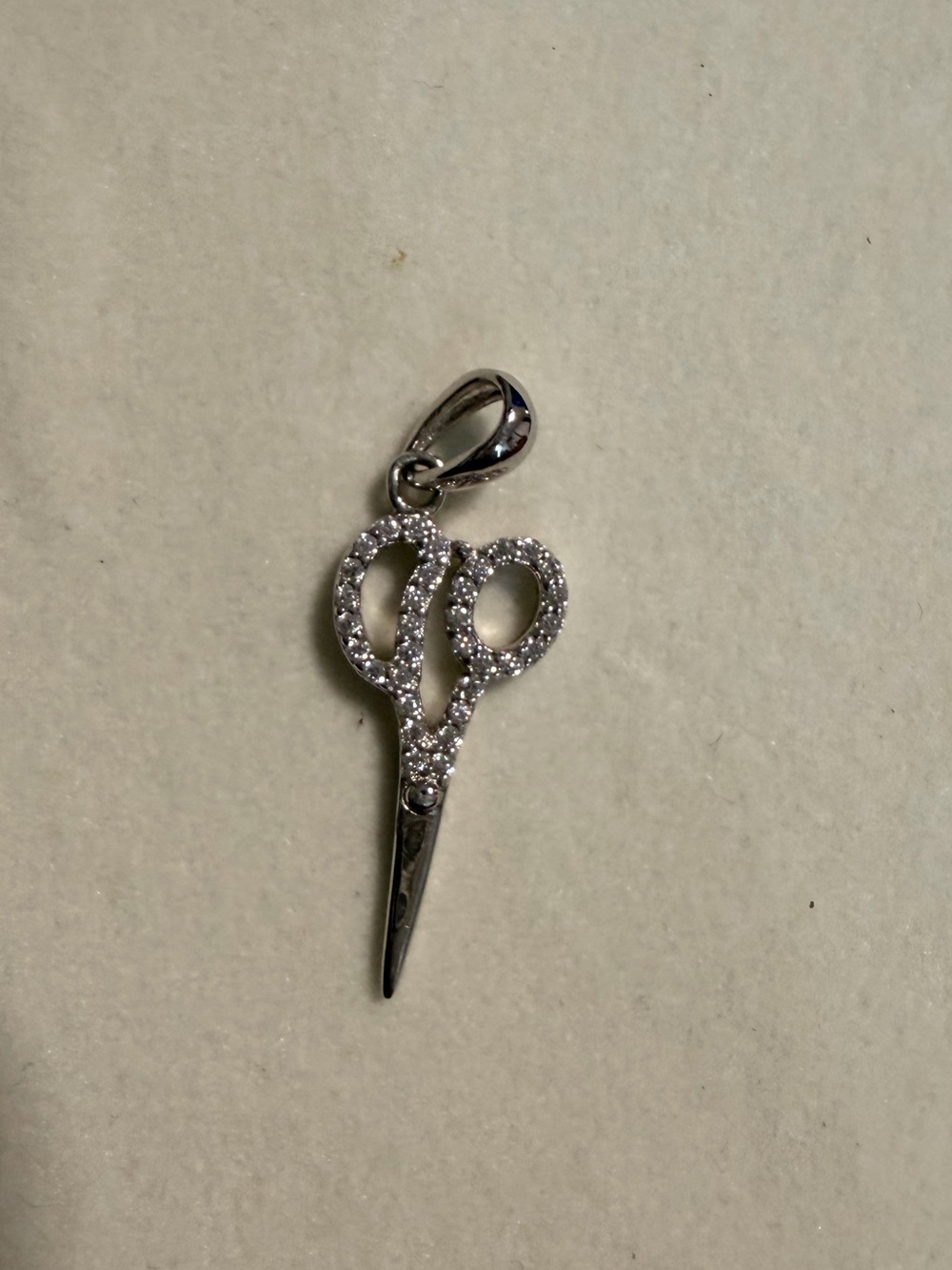 925 Silver Scissors Charm Pendant with Crystals
